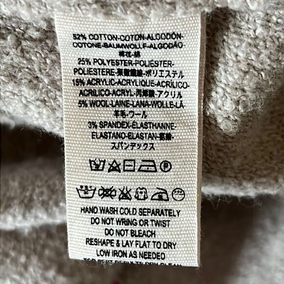 Free People Oatmeal Beige Assymetrical Lightweight Cowl Neck Sweater Womens L - Picture 5 of 5